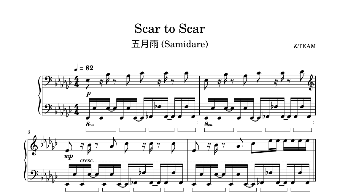 《Scar to Scar》&TEAM钢琴版钢琴曲钢琴谱