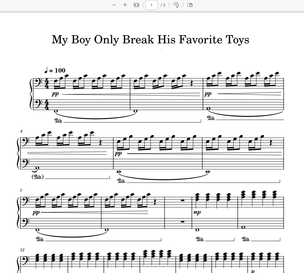 《My Boy Only Breaks His Favorite Toys》-Taylor Swift 霉霉钢琴曲  霉霉歌曲钢琴版钢琴谱五线谱-诺可网