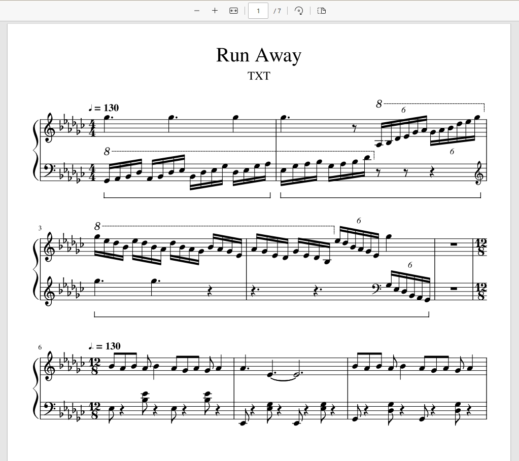 Run Away-TXT (투모로우바이투게더) 钢琴版钢琴谱五线谱钢琴版钢琴谱五线谱-诺可网