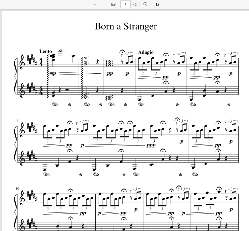 《Born a Stranger》生而陌路-原版-To the Moon钢琴版钢琴曲钢琴谱五线谱-诺可网