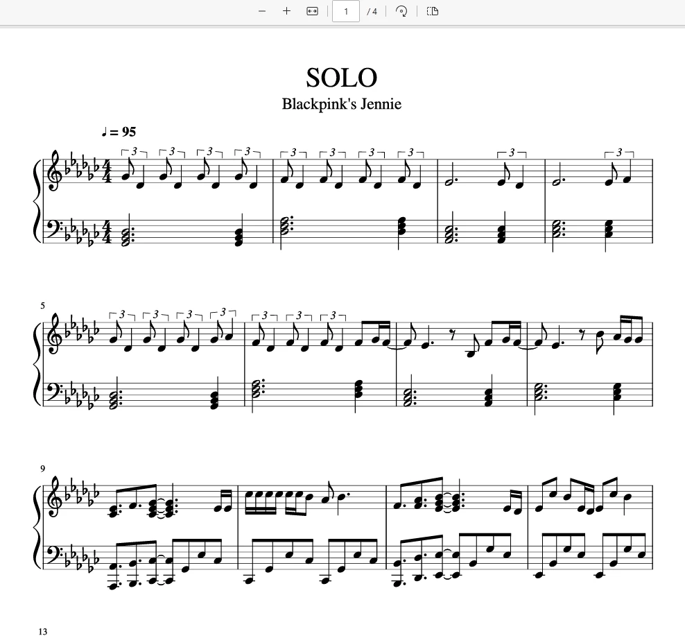 SOLO- JENNIE钢琴版钢琴曲钢琴谱五线谱-诺可网