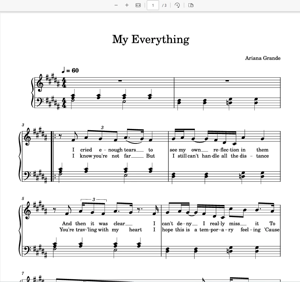 My Everything – Ariana Grande钢琴谱五线谱-诺可网