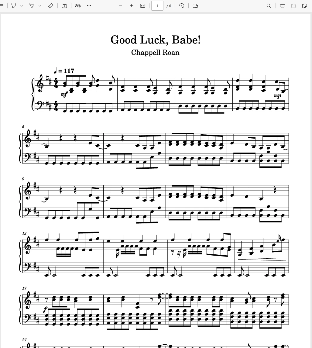 Good Luck,Babe!祝你好运，宝贝！-Chappell Roan钢琴版钢琴曲钢琴谱五线谱-诺可网