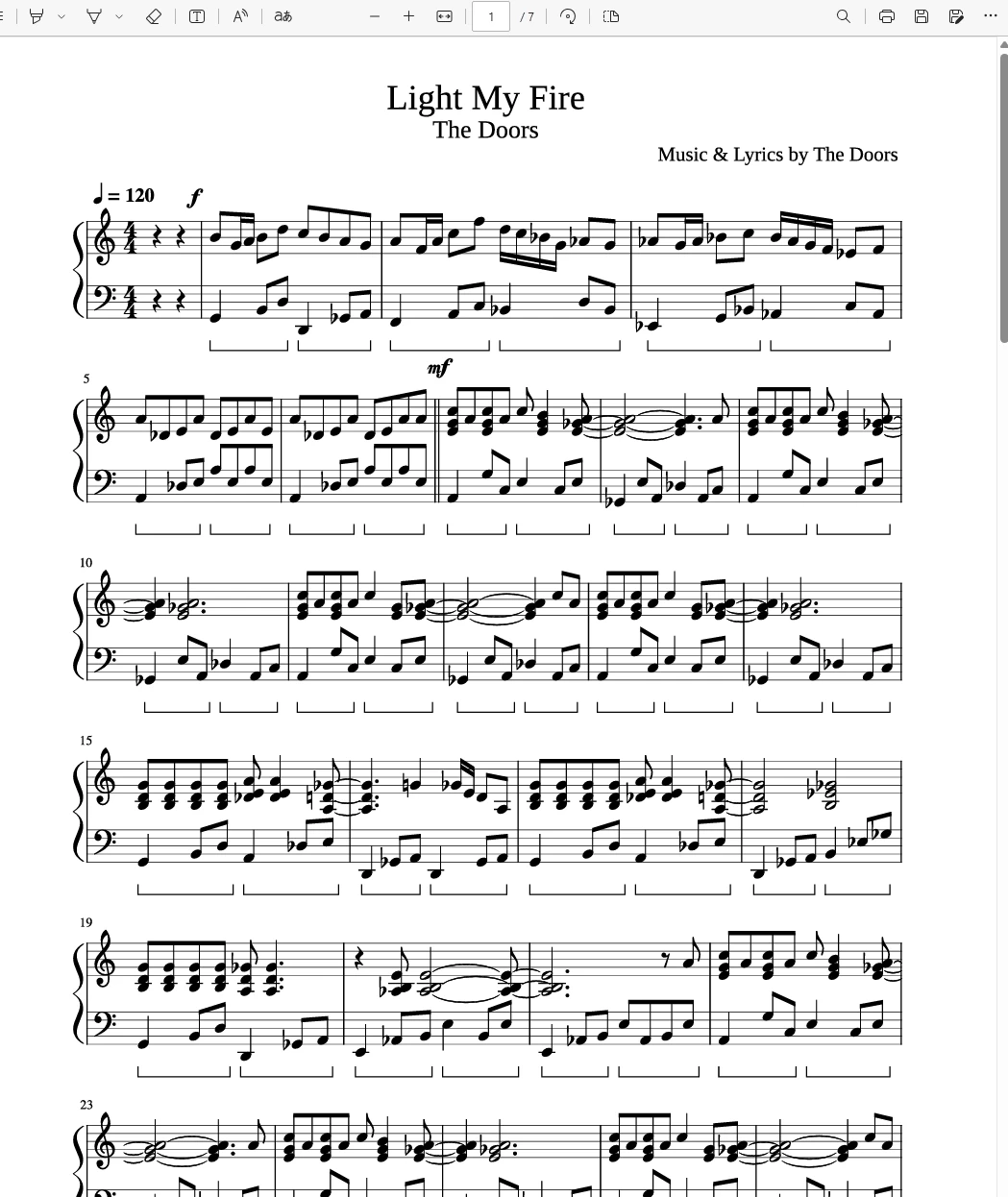 Light My Fire点燃我的火 – The Doors钢琴版钢琴曲钢琴谱五线谱-诺可网